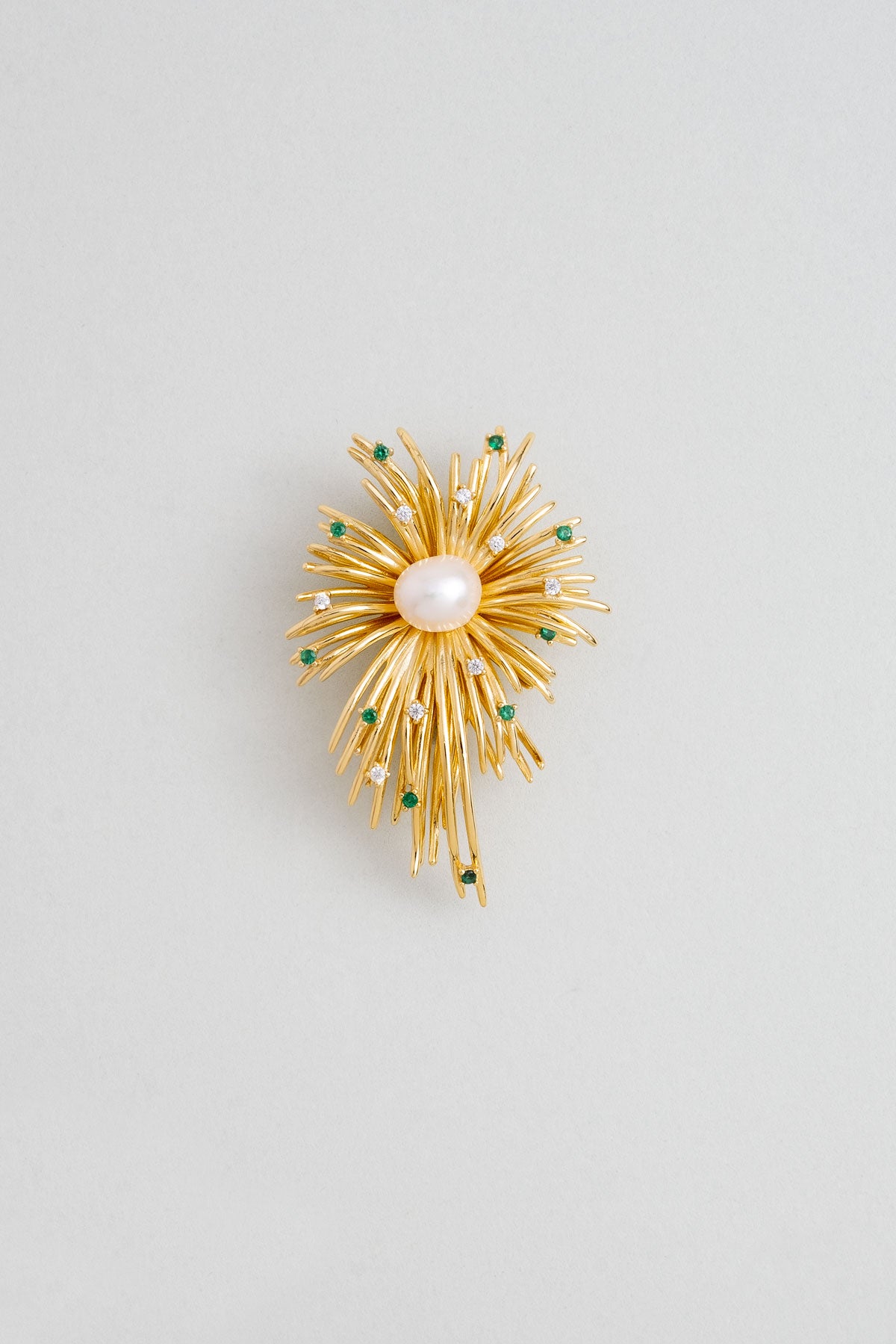 Inci Işıltısı 18 Ayar Sarı Altın Kaplama Gümüş Broş 5171526244