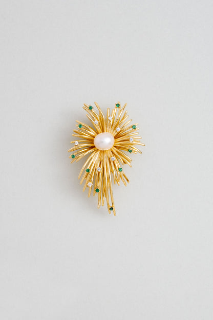 Inci Işıltısı 18 Ayar Sarı Altın Kaplama Gümüş Broş 5171526244