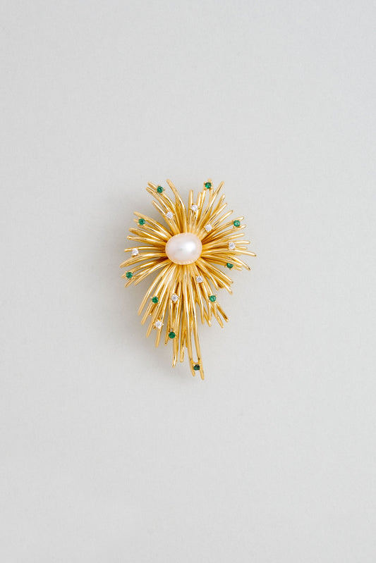 Inci Işıltısı 18 Ayar Sarı Altın Kaplama Gümüş Broş 5171526244