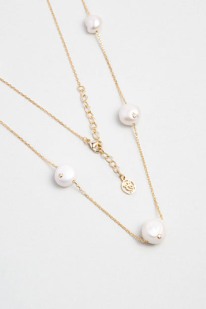 Hera 18 Ayar Sarı Altın Kaplama 50 Cm Gümüş Inci Kolye 5171686244