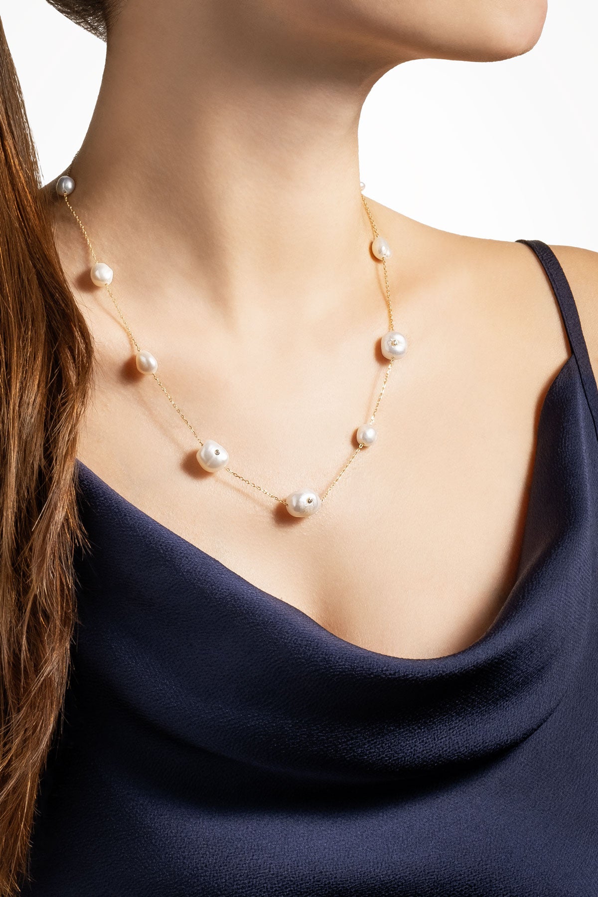 Hera 18 Ayar Sarı Altın Kaplama 50 Cm Gümüş Inci Kolye 5171686244