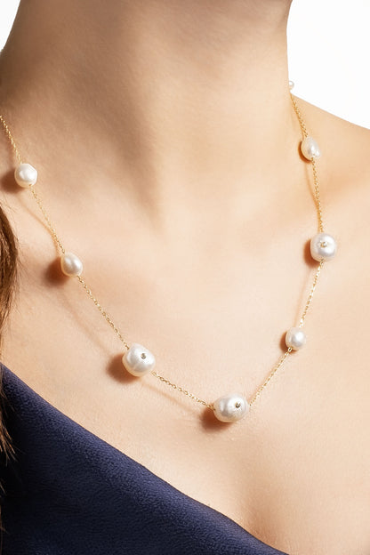 Hera 18 Ayar Sarı Altın Kaplama 50 Cm Gümüş Inci Kolye 5171686244