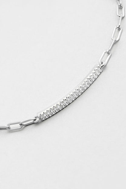 Noemi 18 Ayar Beyaz Altın Kaplama 19 Cm Gümüş Minimal Bileklik 5171890199