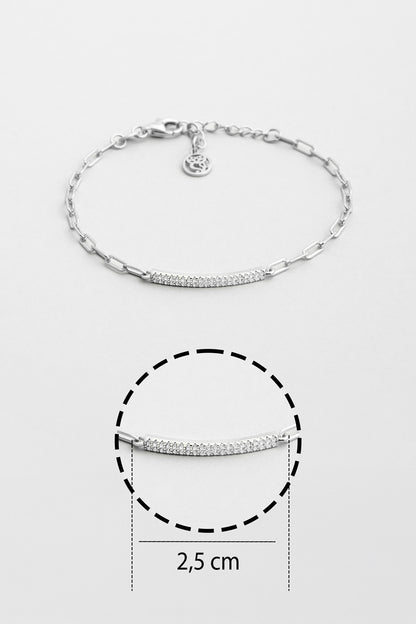 Noemi 18 Ayar Beyaz Altın Kaplama 19 Cm Gümüş Minimal Bileklik 5171890199