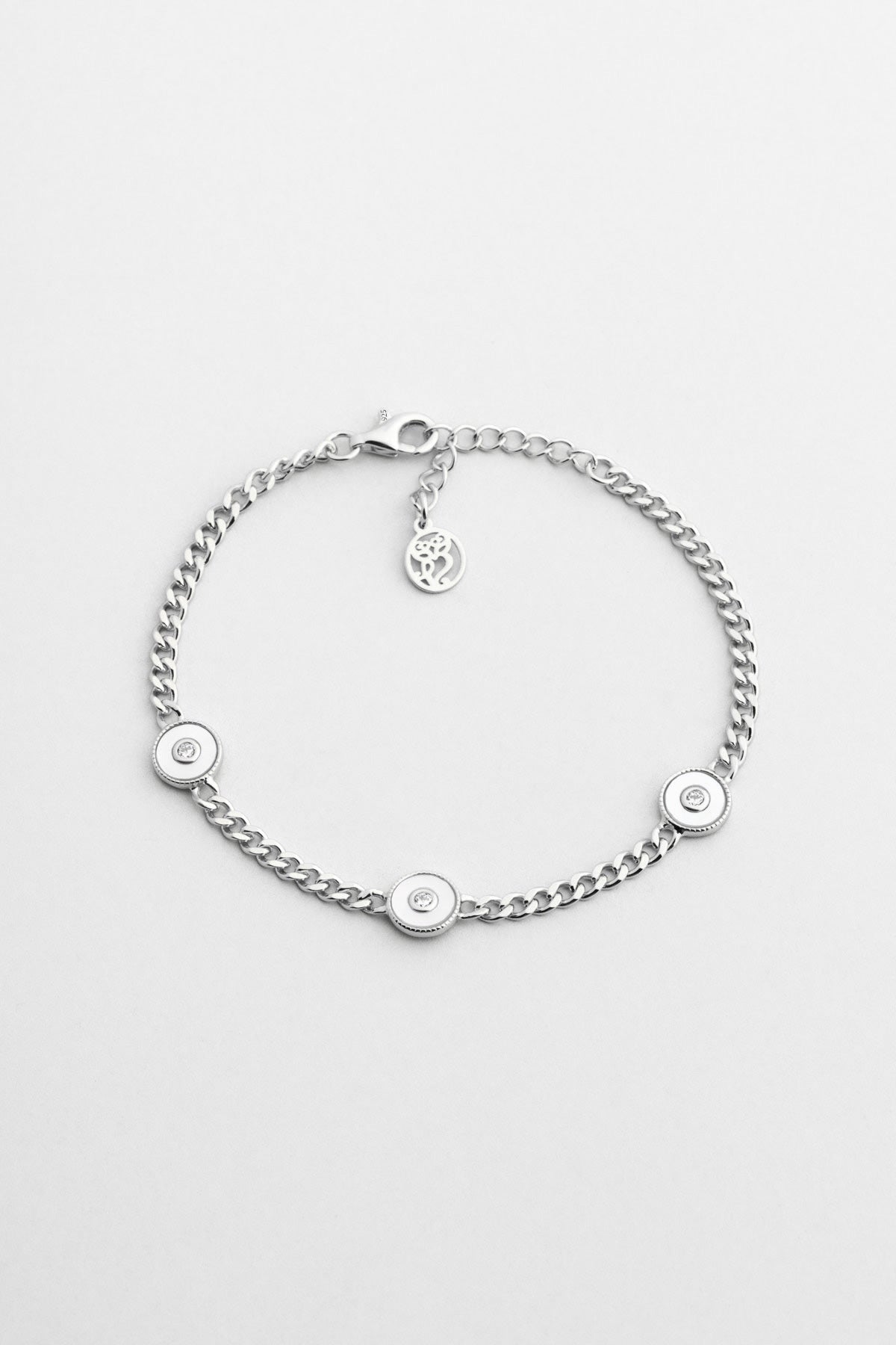 Charlotte 18 Ayar Beyaz Altın Kaplama 19 Cm Gümüş Zincir Bileklik 5171924699