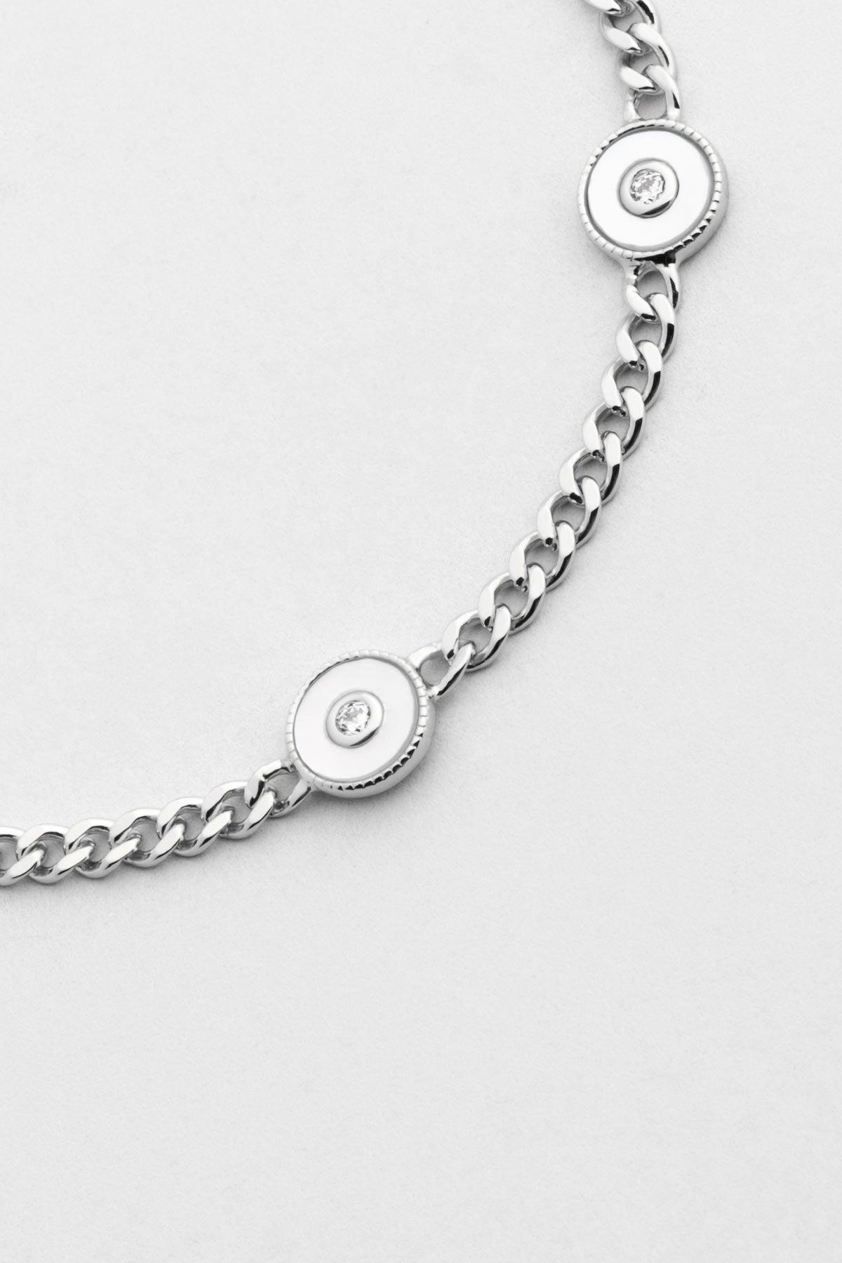 Charlotte 18 Ayar Beyaz Altın Kaplama 19 Cm Gümüş Zincir Bileklik 5171924699