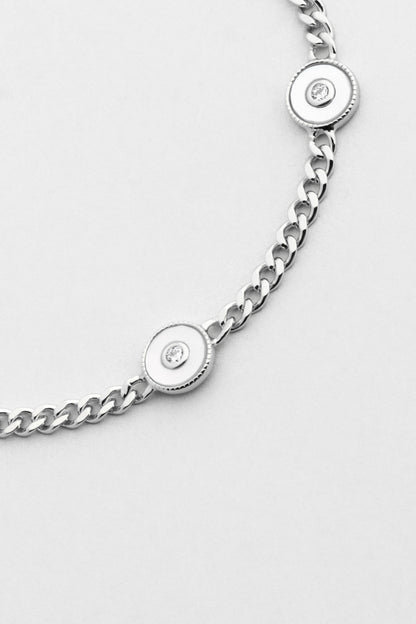 Charlotte 18 Ayar Beyaz Altın Kaplama 19 Cm Gümüş Zincir Bileklik 5171924699