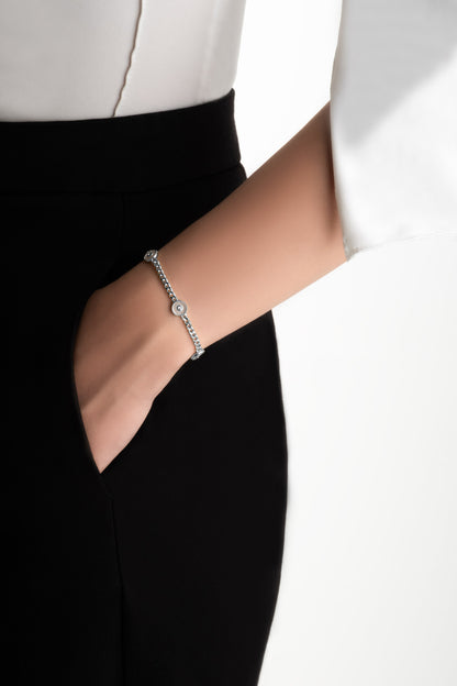 Charlotte 18 Ayar Beyaz Altın Kaplama 19 Cm Gümüş Zincir Bileklik 5171924699