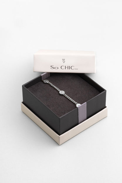 Charlotte 18 Ayar Beyaz Altın Kaplama 19 Cm Gümüş Zincir Bileklik 5171924699