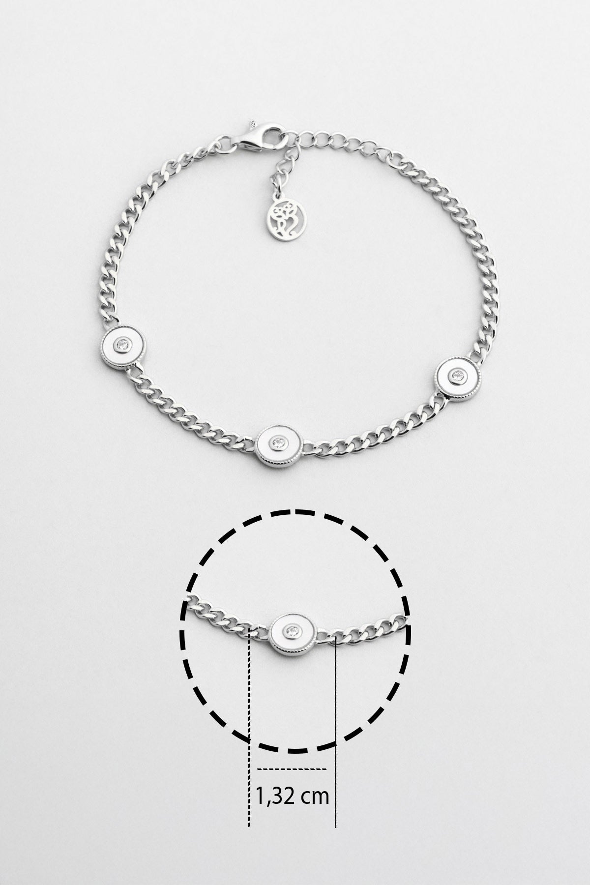 Charlotte 18 Ayar Beyaz Altın Kaplama 19 Cm Gümüş Zincir Bileklik 5171924699