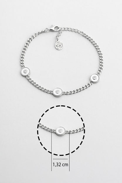 Charlotte 18 Ayar Beyaz Altın Kaplama 19 Cm Gümüş Zincir Bileklik 5171924699