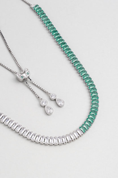 Renkli Baget 18 Ayar Beyaz Altın Kaplama Ayarlanabilir Gümüş Choker Kolye 5172160499