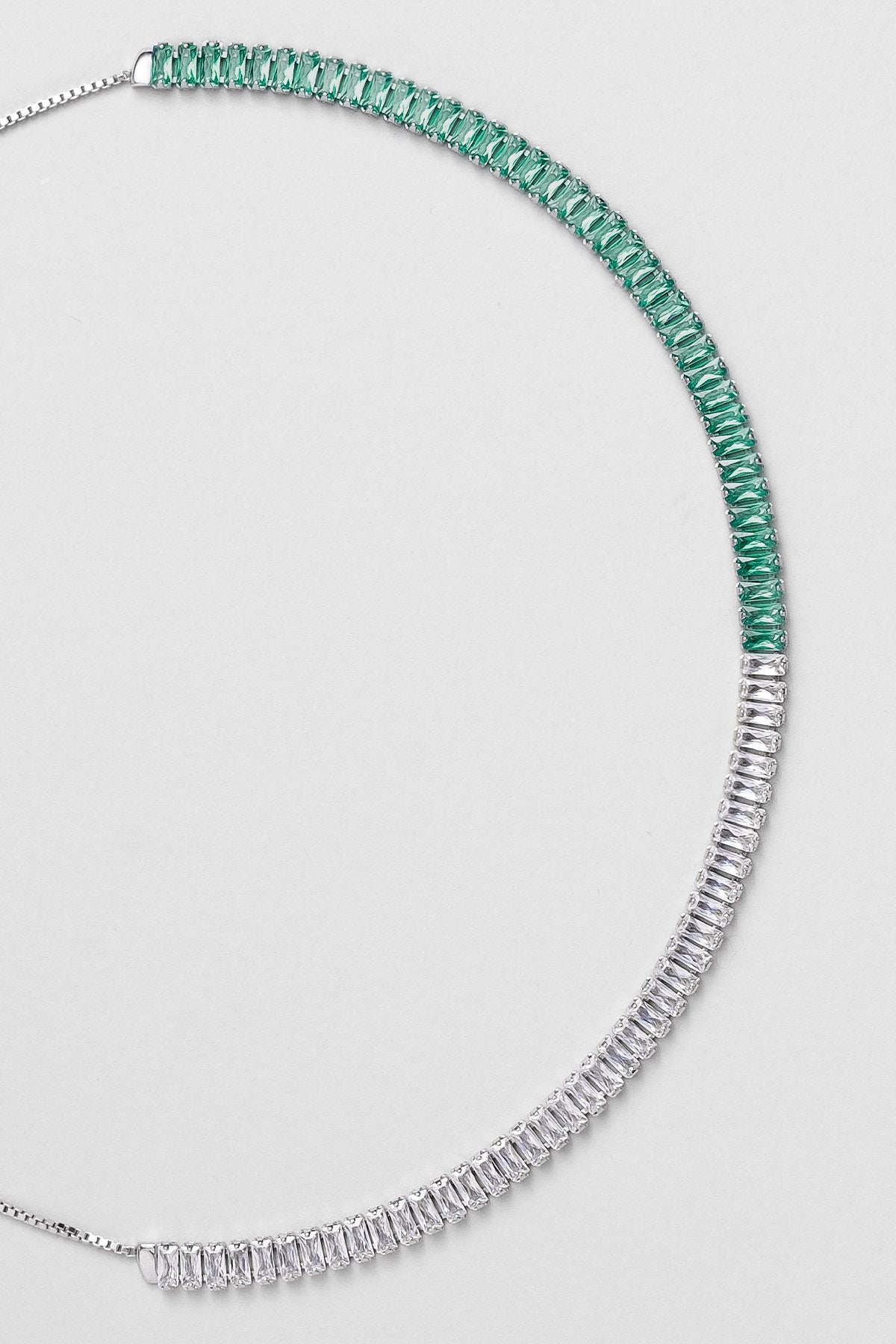 Renkli Baget 18 Ayar Beyaz Altın Kaplama Ayarlanabilir Gümüş Choker Kolye 5172160499