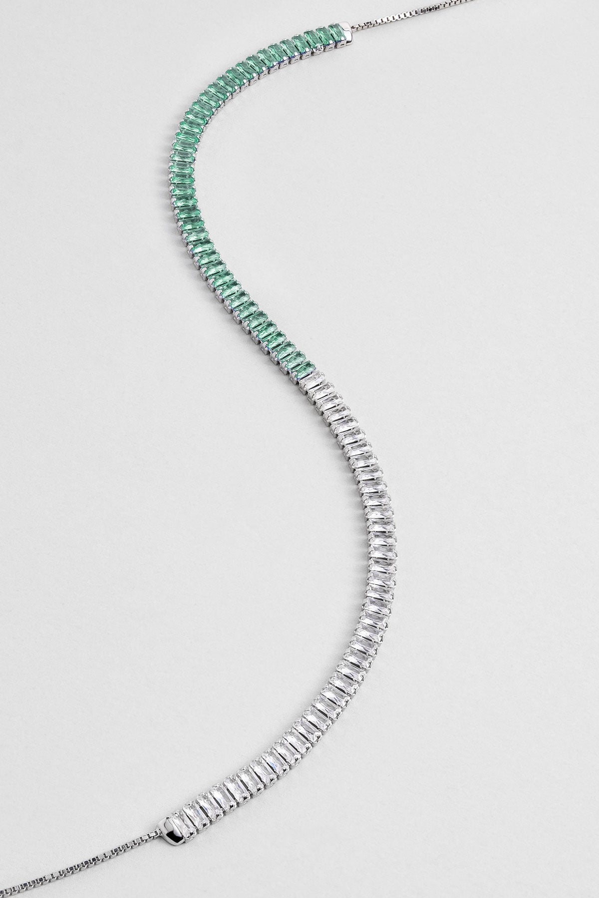 Renkli Baget 18 Ayar Beyaz Altın Kaplama Ayarlanabilir Gümüş Choker Kolye 5172160499