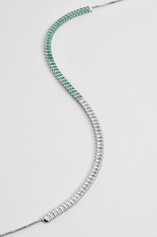 Renkli Baget 18 Ayar Beyaz Altın Kaplama Ayarlanabilir Gümüş Choker Kolye 5172160499