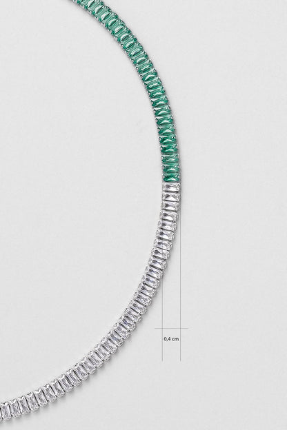 Renkli Baget 18 Ayar Beyaz Altın Kaplama Ayarlanabilir Gümüş Choker Kolye 5172160499