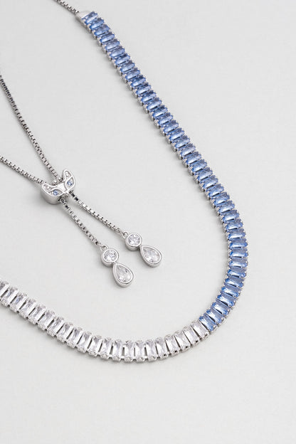 Renkli Baget 18 Ayar Beyaz Altın Kaplama Ayarlanabilir Gümüş Choker Kolye 5172160599