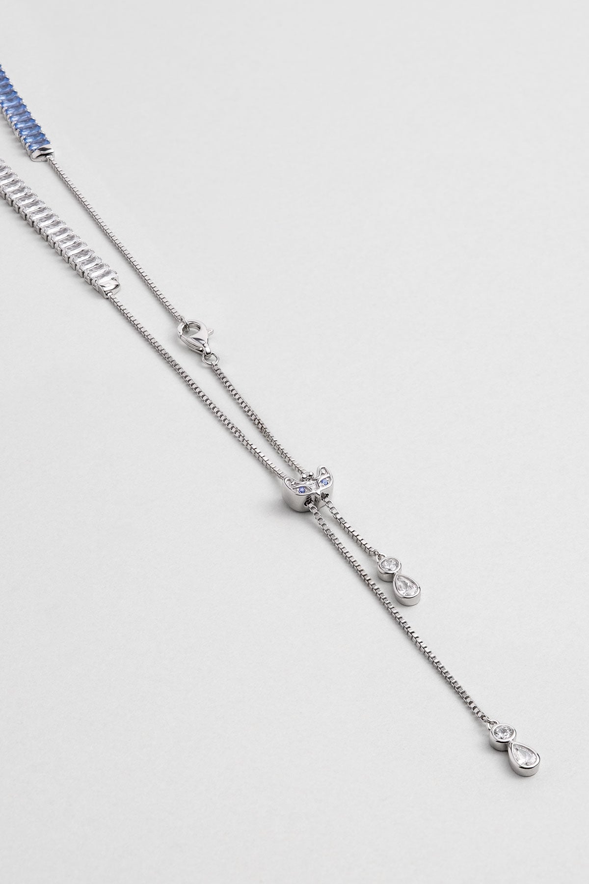 Renkli Baget 18 Ayar Beyaz Altın Kaplama Ayarlanabilir Gümüş Choker Kolye 5172160599