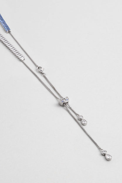 Renkli Baget 18 Ayar Beyaz Altın Kaplama Ayarlanabilir Gümüş Choker Kolye 5172160599