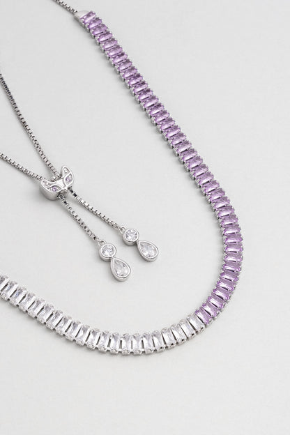 Renkli Baget 18 Ayar Beyaz Altın Kaplama Ayarlanabilir Gümüş Choker Kolye 5172168999