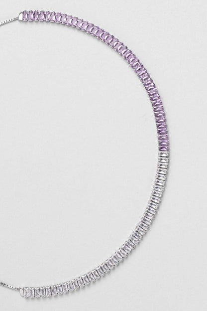 Renkli Baget 18 Ayar Beyaz Altın Kaplama Ayarlanabilir Gümüş Choker Kolye 5172168999