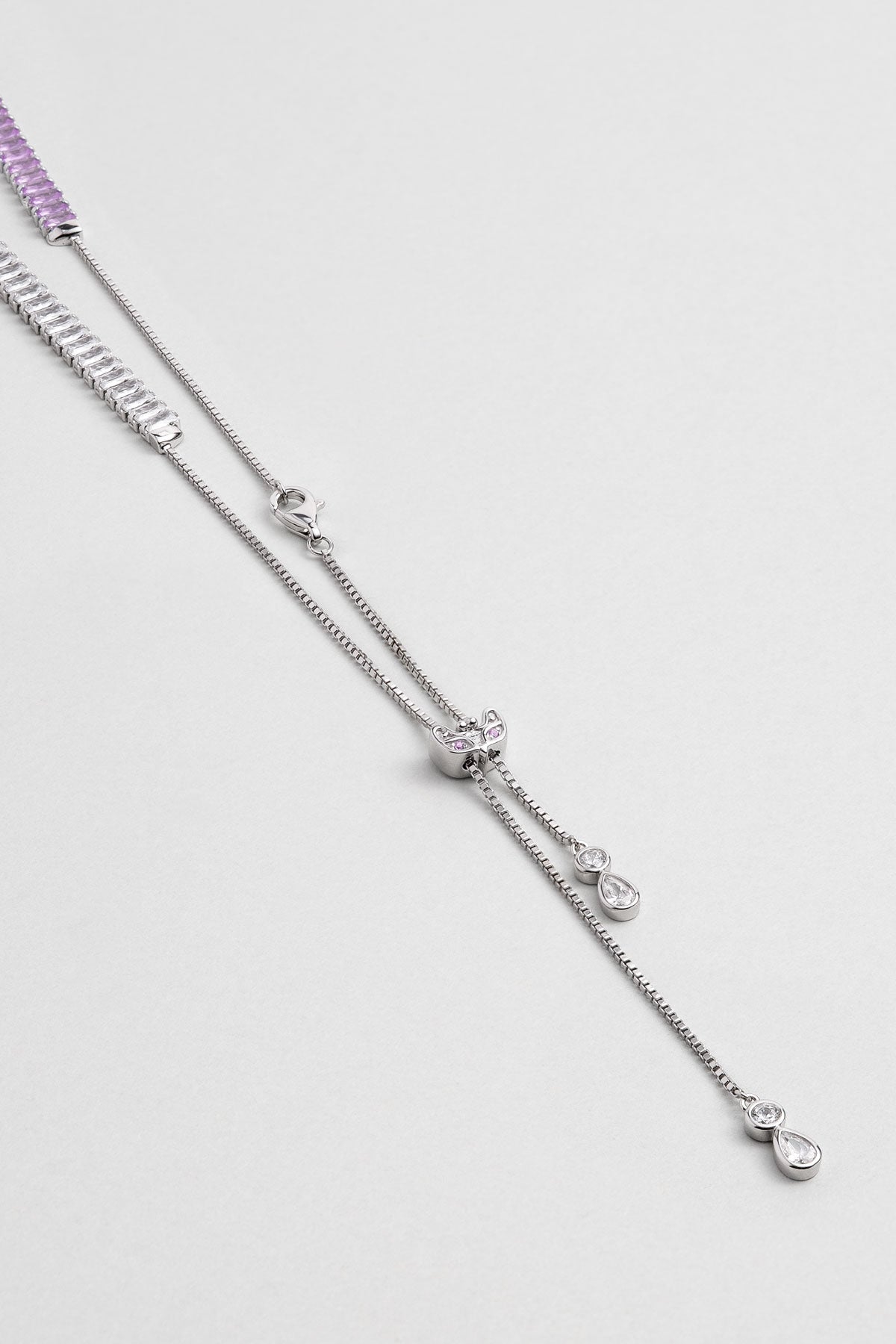 Renkli Baget 18 Ayar Beyaz Altın Kaplama Ayarlanabilir Gümüş Choker Kolye 5172168999