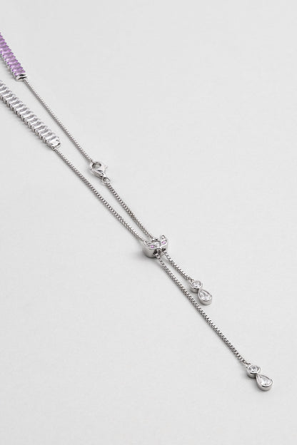 Renkli Baget 18 Ayar Beyaz Altın Kaplama Ayarlanabilir Gümüş Choker Kolye 5172168999