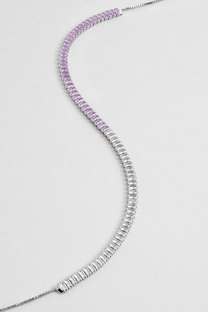 Renkli Baget 18 Ayar Beyaz Altın Kaplama Ayarlanabilir Gümüş Choker Kolye 5172168999