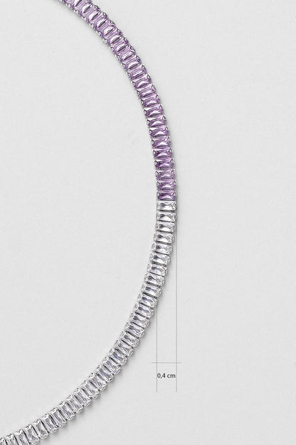 Renkli Baget 18 Ayar Beyaz Altın Kaplama Ayarlanabilir Gümüş Choker Kolye 5172168999