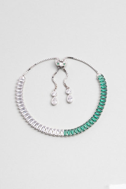 Renkli Baget 18 Ayar Beyaz Altın Kaplama Ayarlanabilir Gümüş Bileklik 5172170499