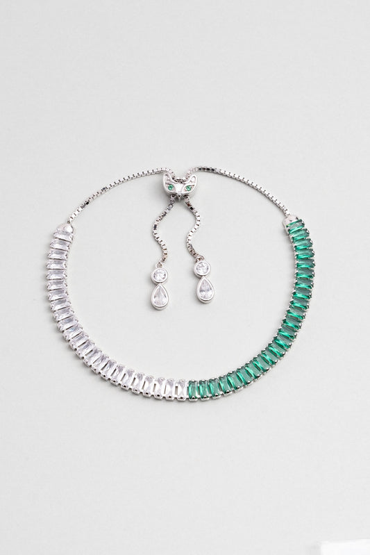 Renkli Baget 18 Ayar Beyaz Altın Kaplama Ayarlanabilir Gümüş Bileklik 5172170499