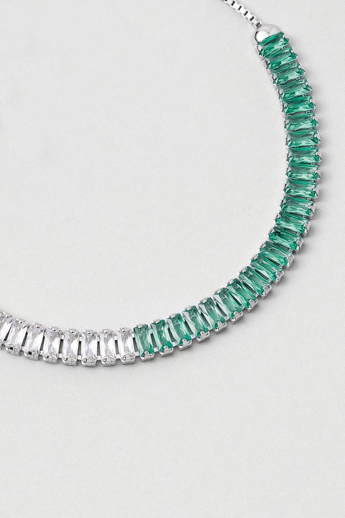 Renkli Baget 18 Ayar Beyaz Altın Kaplama Ayarlanabilir Gümüş Bileklik 5172170499