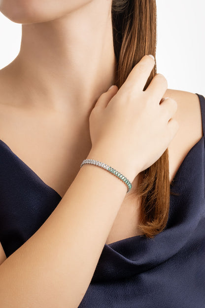 Renkli Baget 18 Ayar Beyaz Altın Kaplama Ayarlanabilir Gümüş Bileklik 5172170499