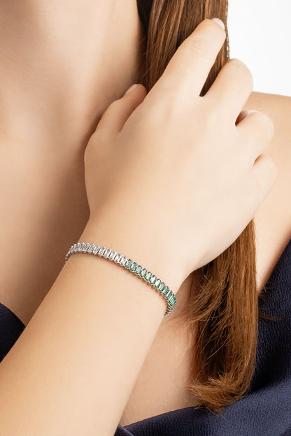 Renkli Baget 18 Ayar Beyaz Altın Kaplama Ayarlanabilir Gümüş Bileklik 5172170499