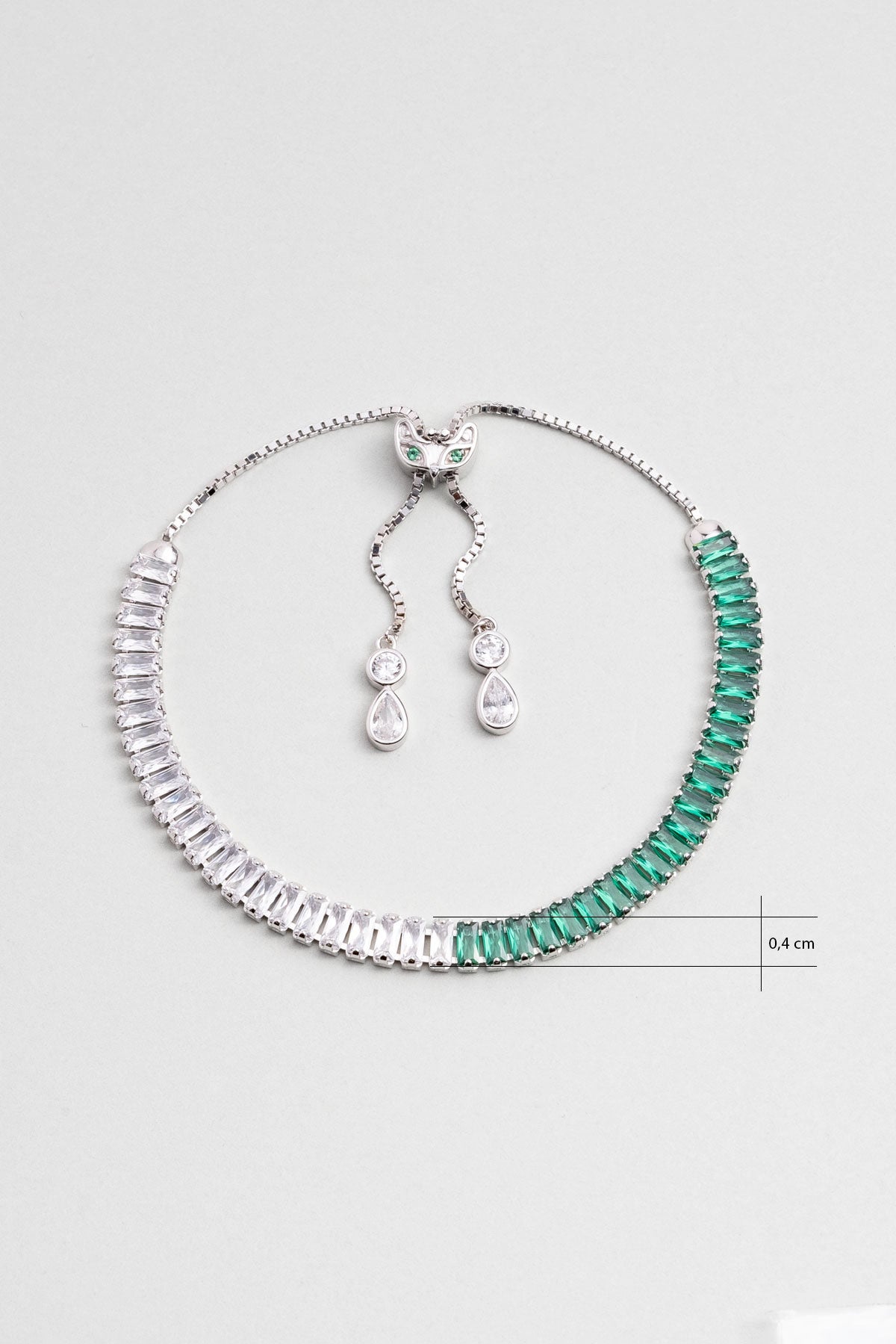 Renkli Baget 18 Ayar Beyaz Altın Kaplama Ayarlanabilir Gümüş Bileklik 5172170499