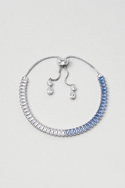 Renkli Baget 18 Ayar Beyaz Altın Kaplama Ayarlanabilir Gümüş Bileklik 5172170599