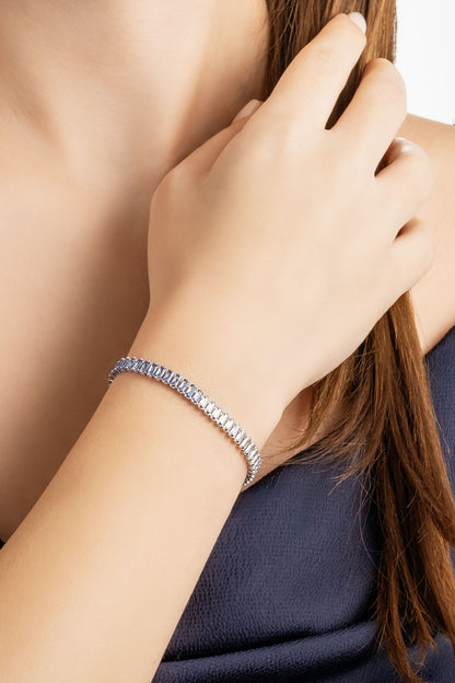 Renkli Baget 18 Ayar Beyaz Altın Kaplama Ayarlanabilir Gümüş Bileklik 5172170599