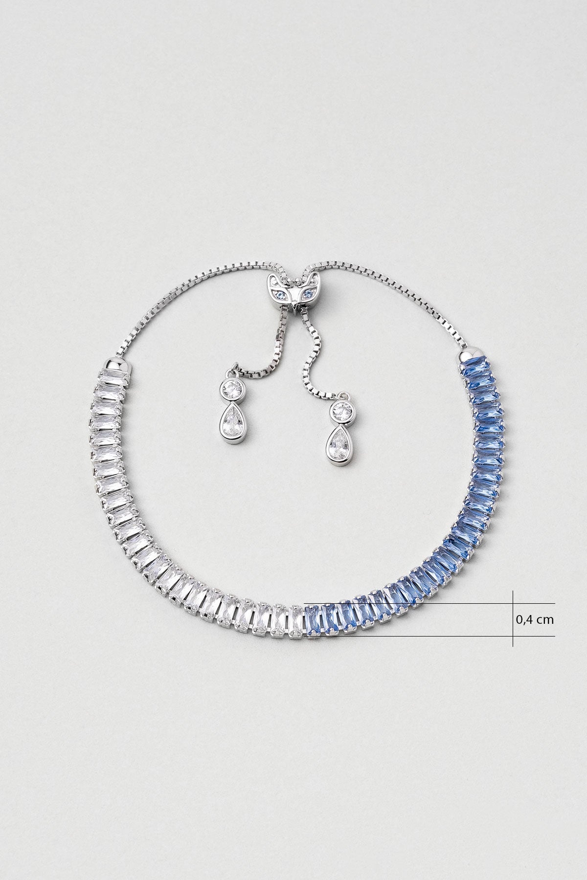 Renkli Baget 18 Ayar Beyaz Altın Kaplama Ayarlanabilir Gümüş Bileklik 5172170599