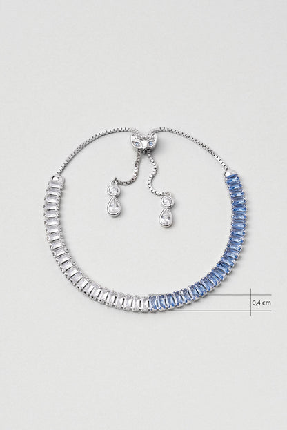 Renkli Baget 18 Ayar Beyaz Altın Kaplama Ayarlanabilir Gümüş Bileklik 5172170599