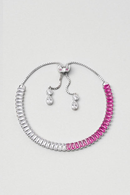 Renkli Baget 18 Ayar Beyaz Altın Kaplama Ayarlanabilir Gümüş Bileklik 5172173999