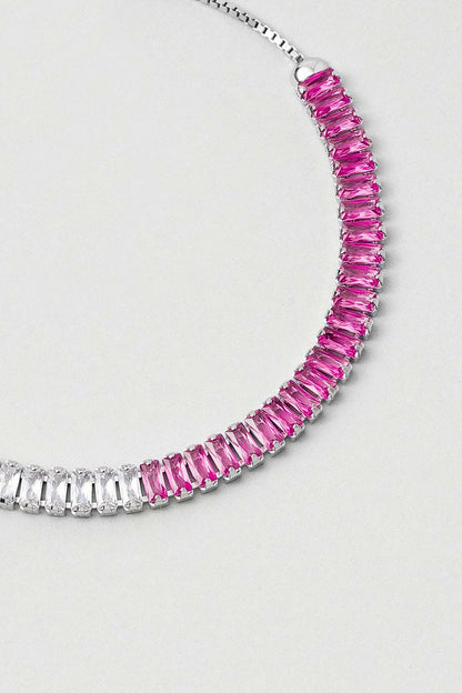 Renkli Baget 18 Ayar Beyaz Altın Kaplama Ayarlanabilir Gümüş Bileklik 5172173999