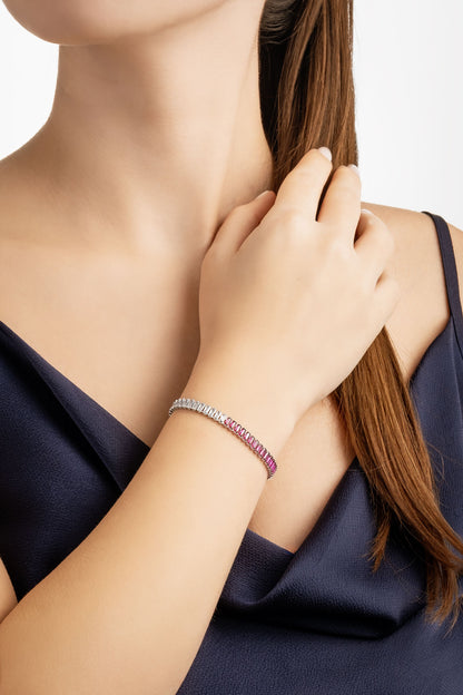 Renkli Baget 18 Ayar Beyaz Altın Kaplama Ayarlanabilir Gümüş Bileklik 5172173999