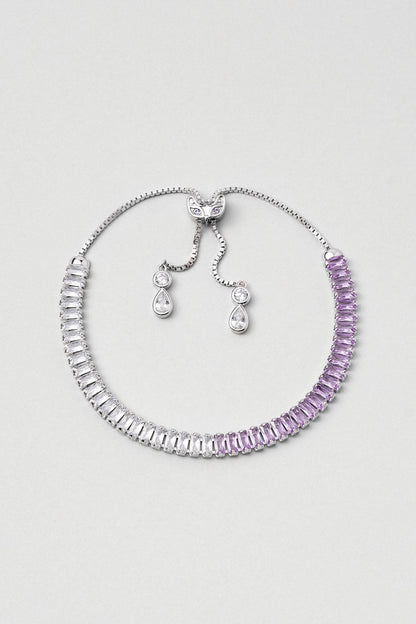 Renkli Baget 18 Ayar Beyaz Altın Kaplama Ayarlanabilir Gümüş Bileklik 5172178999