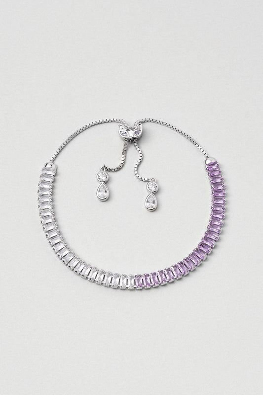 Renkli Baget 18 Ayar Beyaz Altın Kaplama Ayarlanabilir Gümüş Bileklik 5172178999