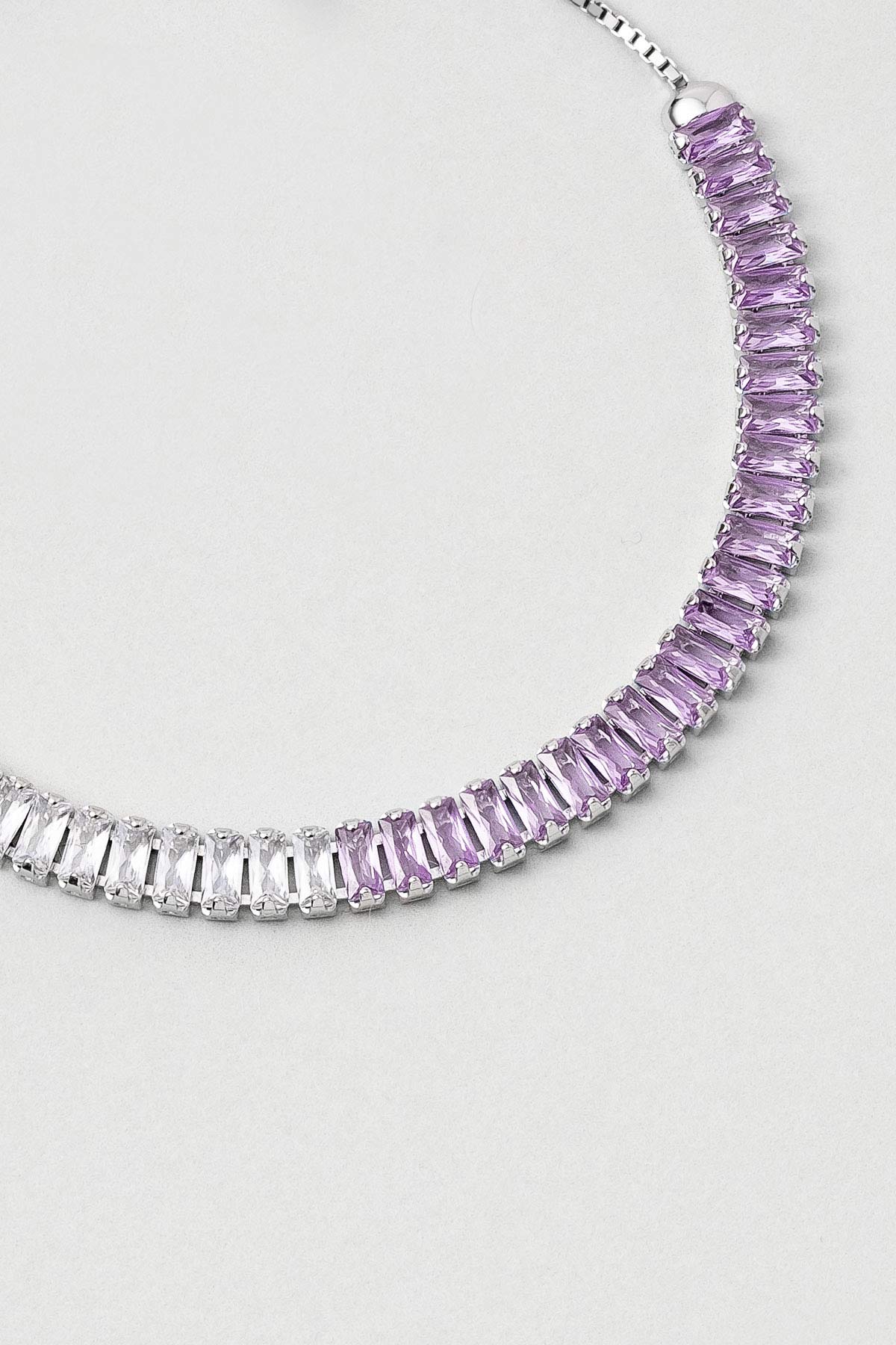 Renkli Baget 18 Ayar Beyaz Altın Kaplama Ayarlanabilir Gümüş Bileklik 5172178999