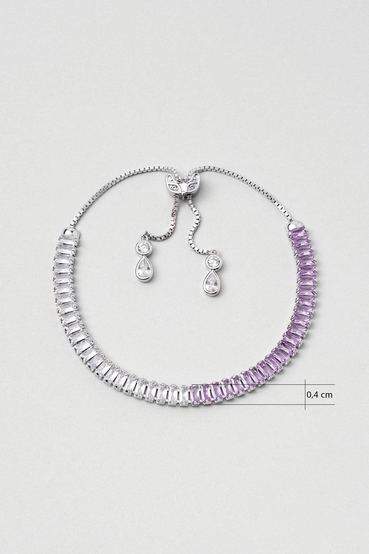 Renkli Baget 18 Ayar Beyaz Altın Kaplama Ayarlanabilir Gümüş Bileklik 5172178999