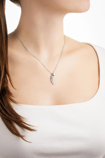 Mistik Tüy 18 Ayar Beyaz Altın Kaplama 45 Cm Gümüş Kolye 5172220199