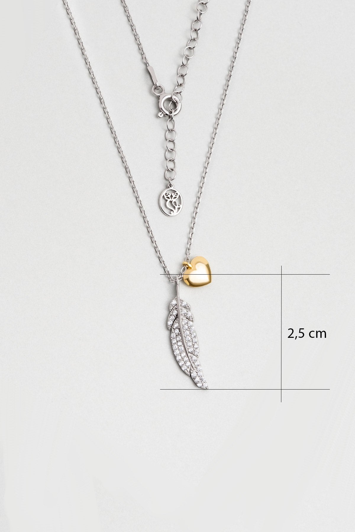 Mistik Tüy 18 Ayar Beyaz Altın Kaplama 45 Cm Gümüş Kolye 5172220199