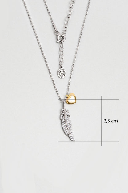 Mistik Tüy 18 Ayar Beyaz Altın Kaplama 45 Cm Gümüş Kolye 5172220199