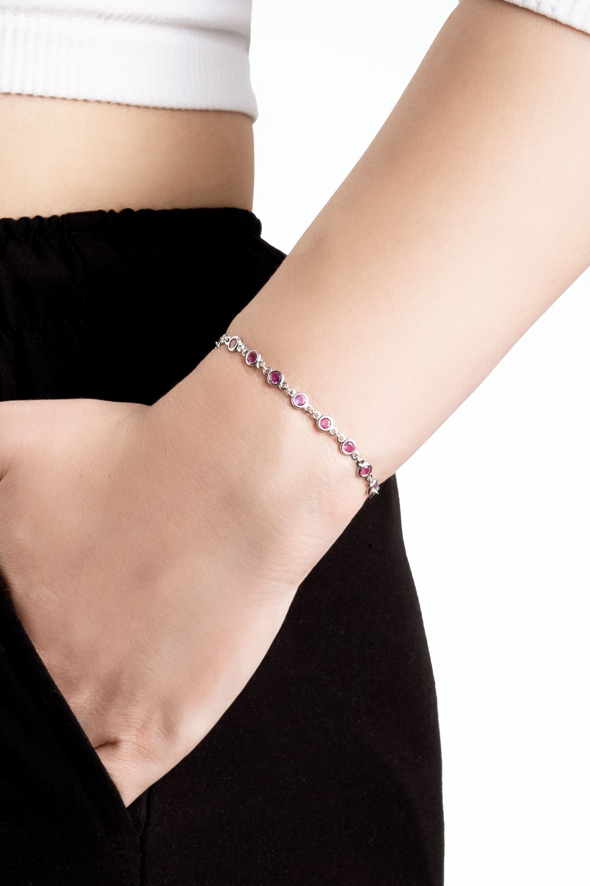 Rosalinda 18 Ayar Beyaz Altın Kaplama 19 Cm Gümüş Bileklik 5172660399